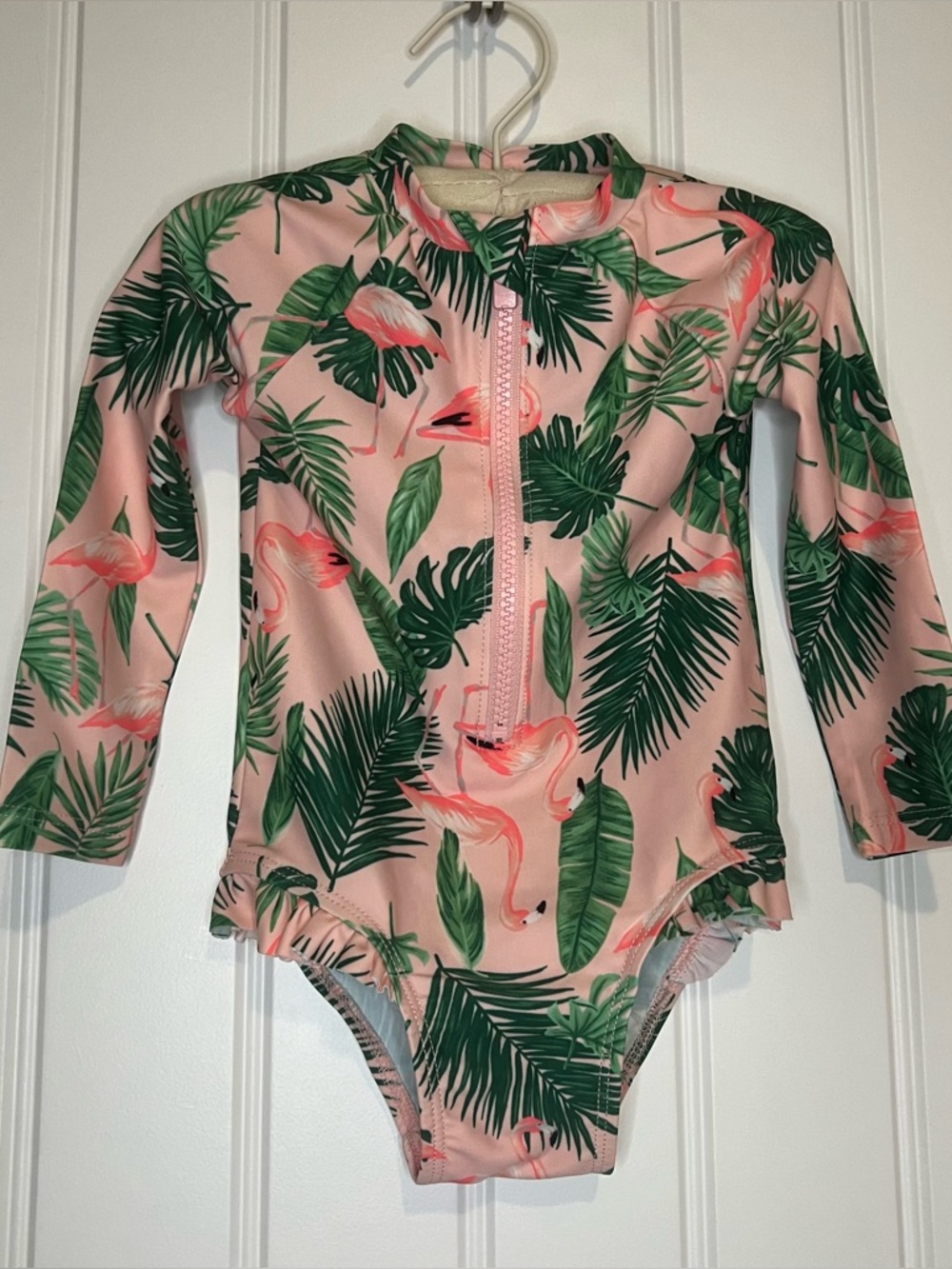 Pink flamingo long sleeve swimsuit